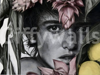 Botanical Face Contemporary Feature Wall Mural