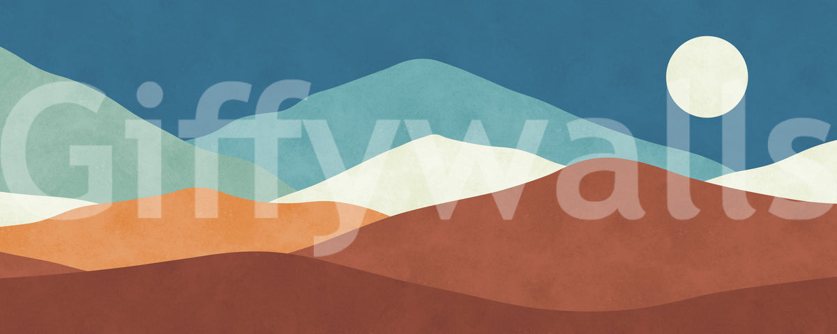 Minimalist Desert Dusk Landscape Wall Mural