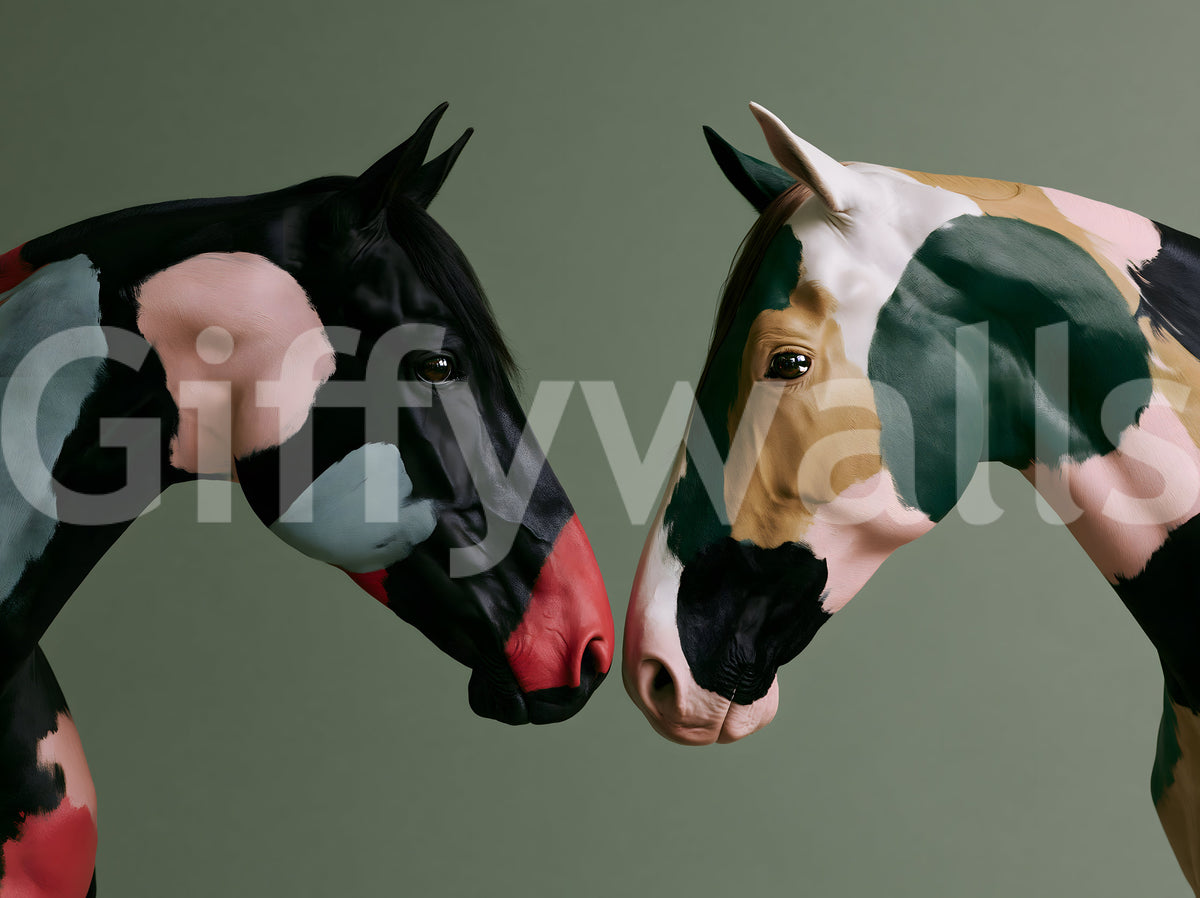 Painted Equine Duo Wall Mural