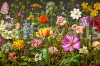 Midnight Meadow Botanical Bloom Wall Mural