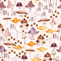 Watercolor Woodland Mushroom Pattern Wallpaper⁠