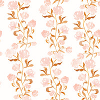 Watercolor Blush and Copper Vine Trailing Floral Wallpaper⁠