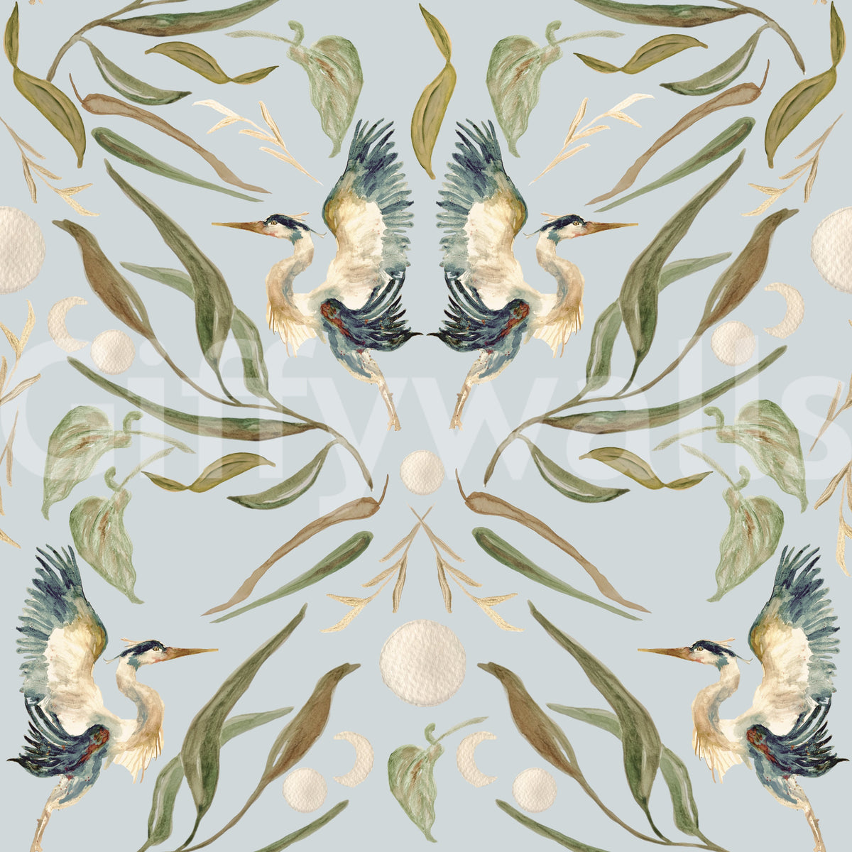Blue Heron Moon Cycle Wallpaper⁠