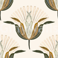 Green and Brass Lotus Flowers Wallpaper⁠