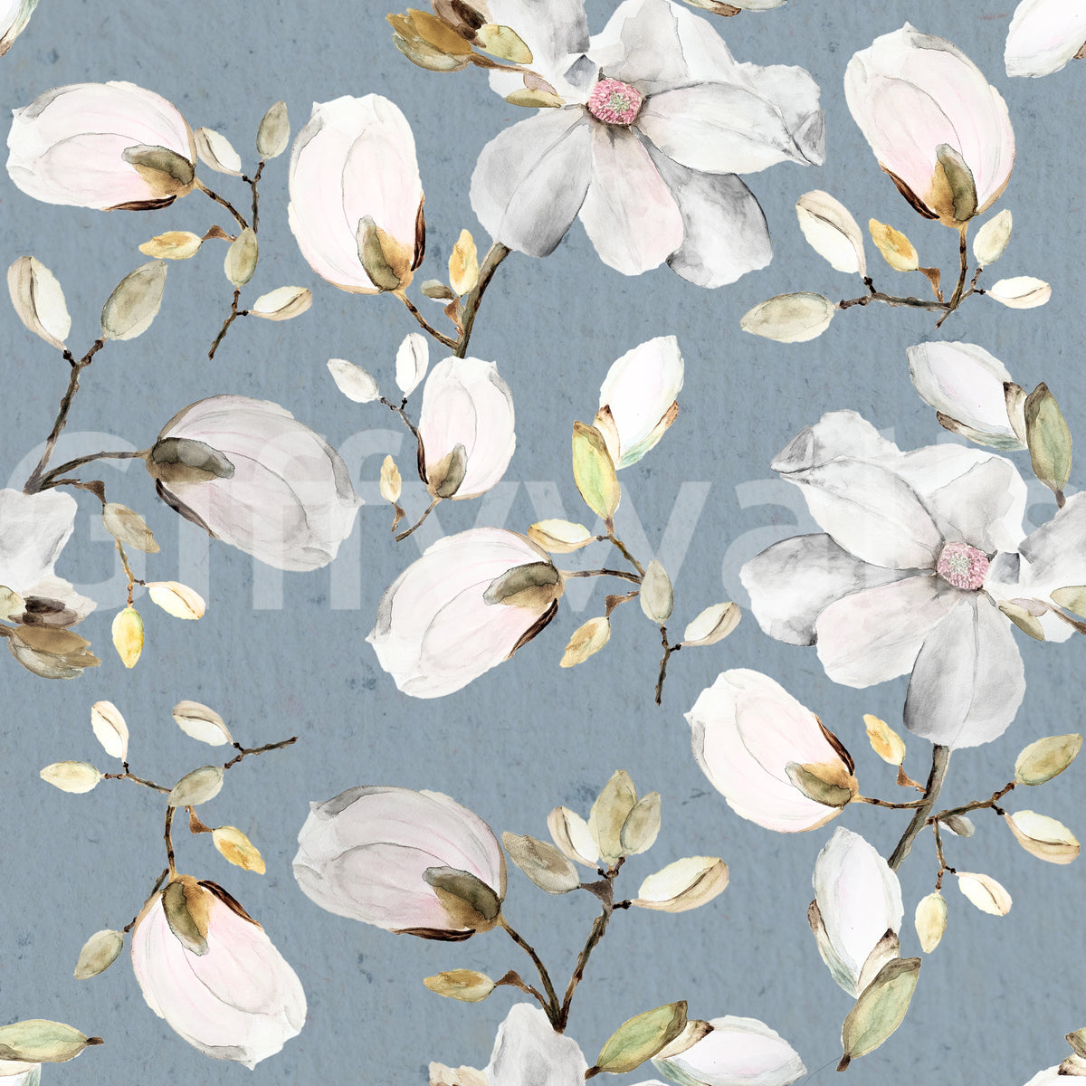 Magnolia Flowers Ocean Blue Wallpaper⁠