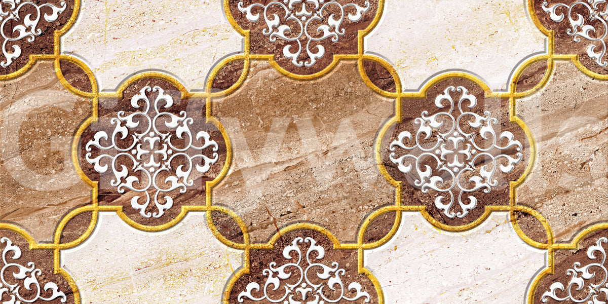 Luxury Beige Marble Ornamental Gold Wallpaper Wall Mural