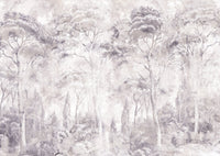 Misty Forest Landscape Dusty Lavender Wall Mural Wall Mural