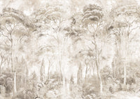 Misty Forest Landscape Warm Sepia Wall Mural Wall Mural