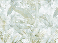 Sage Green Gold Tropical Botanical Leaf Wall Mural Wall Mural