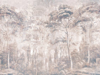 Dusty Mauve Taupe Misty Forest Landscape Wall Mural Wall Mural