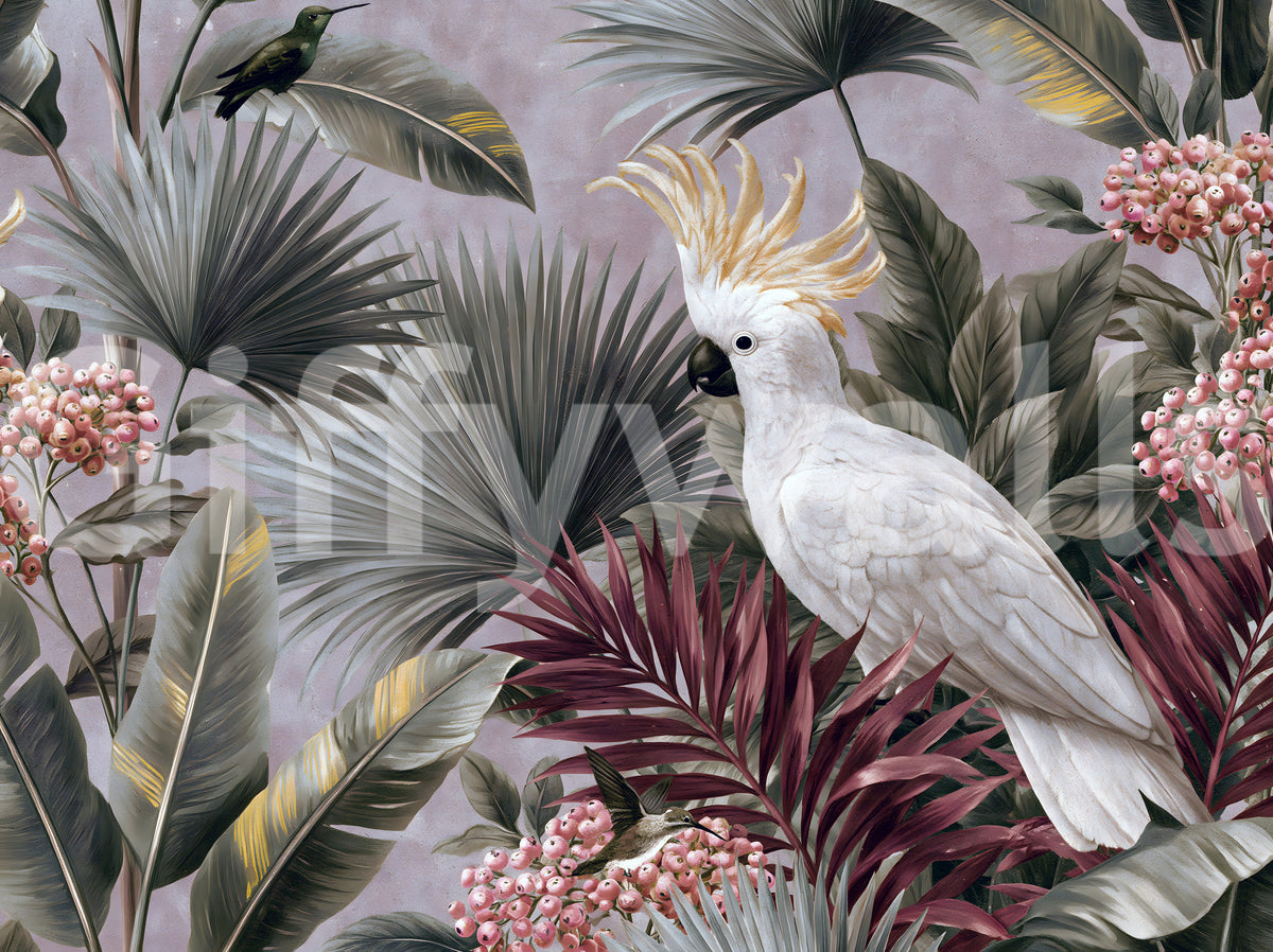 Cockatoo and Tropical Flora Wall Mural