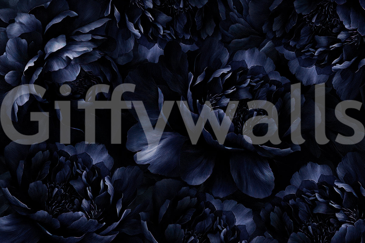 Midnight Peony Bloom Wall Mural