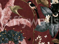 Deep Crimson Jungle Life Wall Mural