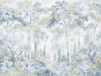 Misty Icy Blue Tuscan Forest Path wall mural