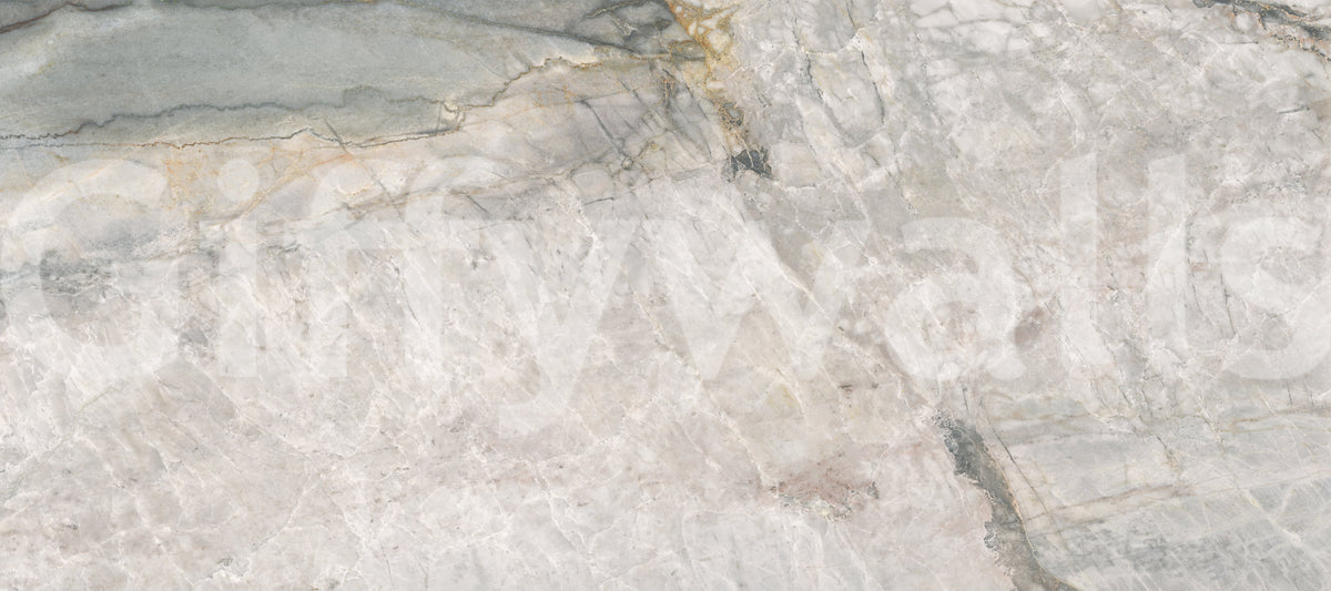Marble wallpaper swatch of gray stone with blue gray band and fine white veins GD14211