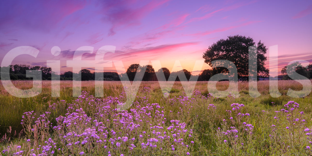 Purple Horizon Meadow Landscape Wall Mural