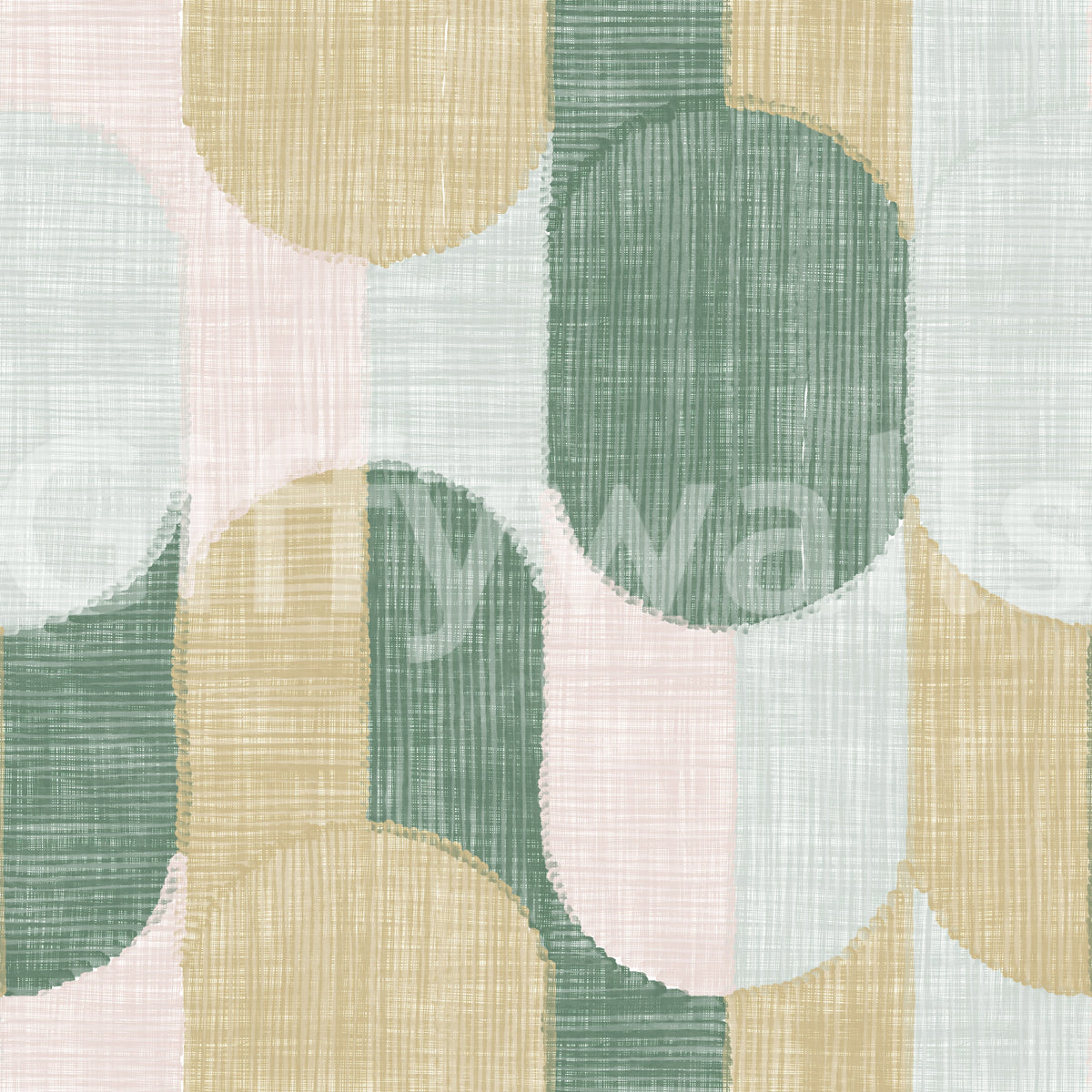 Mid Century Textured Hand Painted Geometries Beautifully Balanced Wallpaper⁠