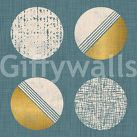 Dusty Teal Mustard Circles Wallpaper Mid Century Wallpaper⁠