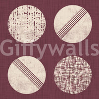 Burgundy Cream Circles Wallpaper Mid Century Wallpaper⁠