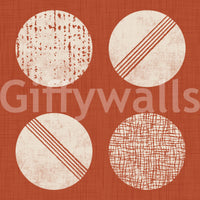 Rust Red Cream Circles Wallpaper Mid Century Wallpaper⁠