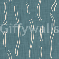 Dusty Teal Wavy Stripe Wallpaper Mid Century Wallpaper⁠