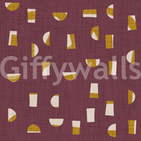 Burgundy Abstract Shapes Wallpaper Mid Century Wallpaper⁠