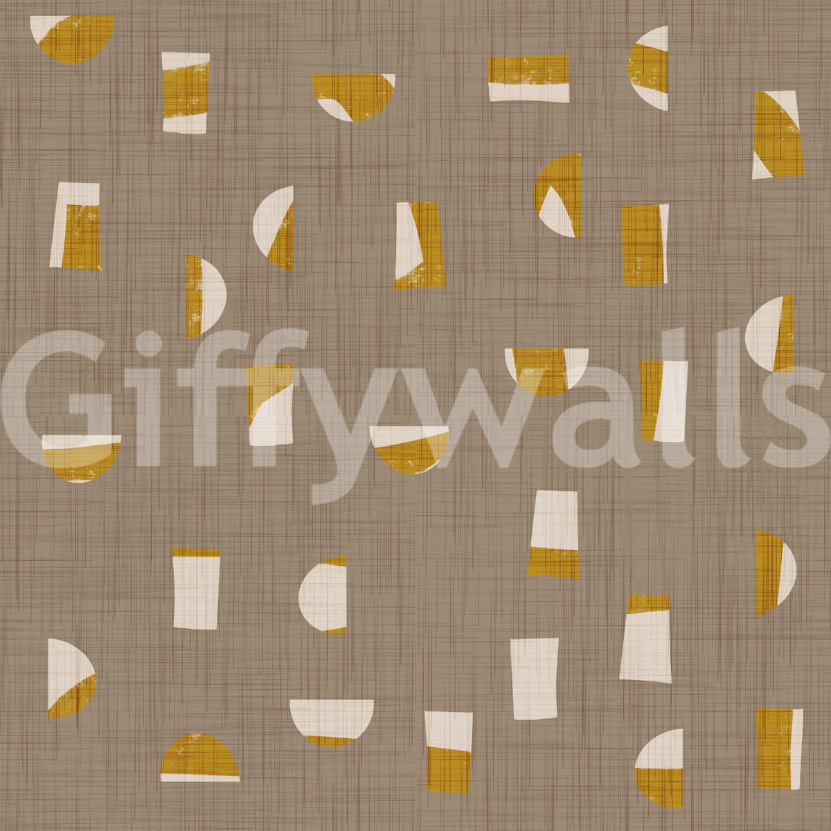 Warm Taupe Abstract Shapes Wallpaper Mid Century Wallpaper⁠