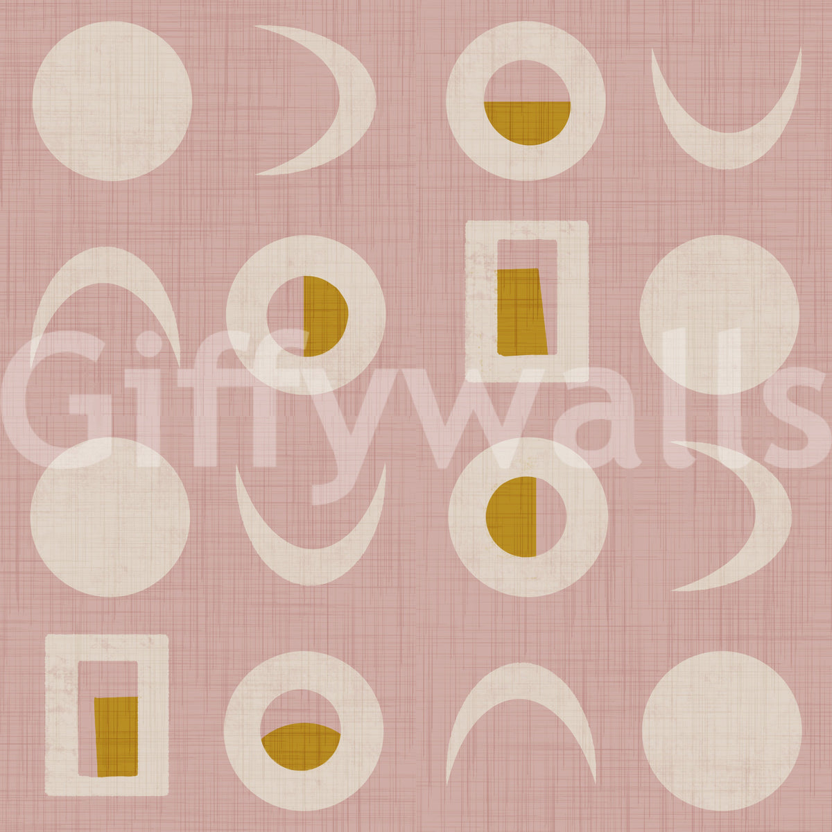 Blush Pink Moon Phase Wallpaper Mid Century Wallpaper⁠