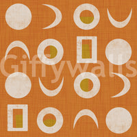 Burnt Orange Moon Phase Wallpaper Mid Century Wallpaper⁠