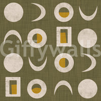 Olive Green Moon Phase Wallpaper Mid Century Wallpaper⁠