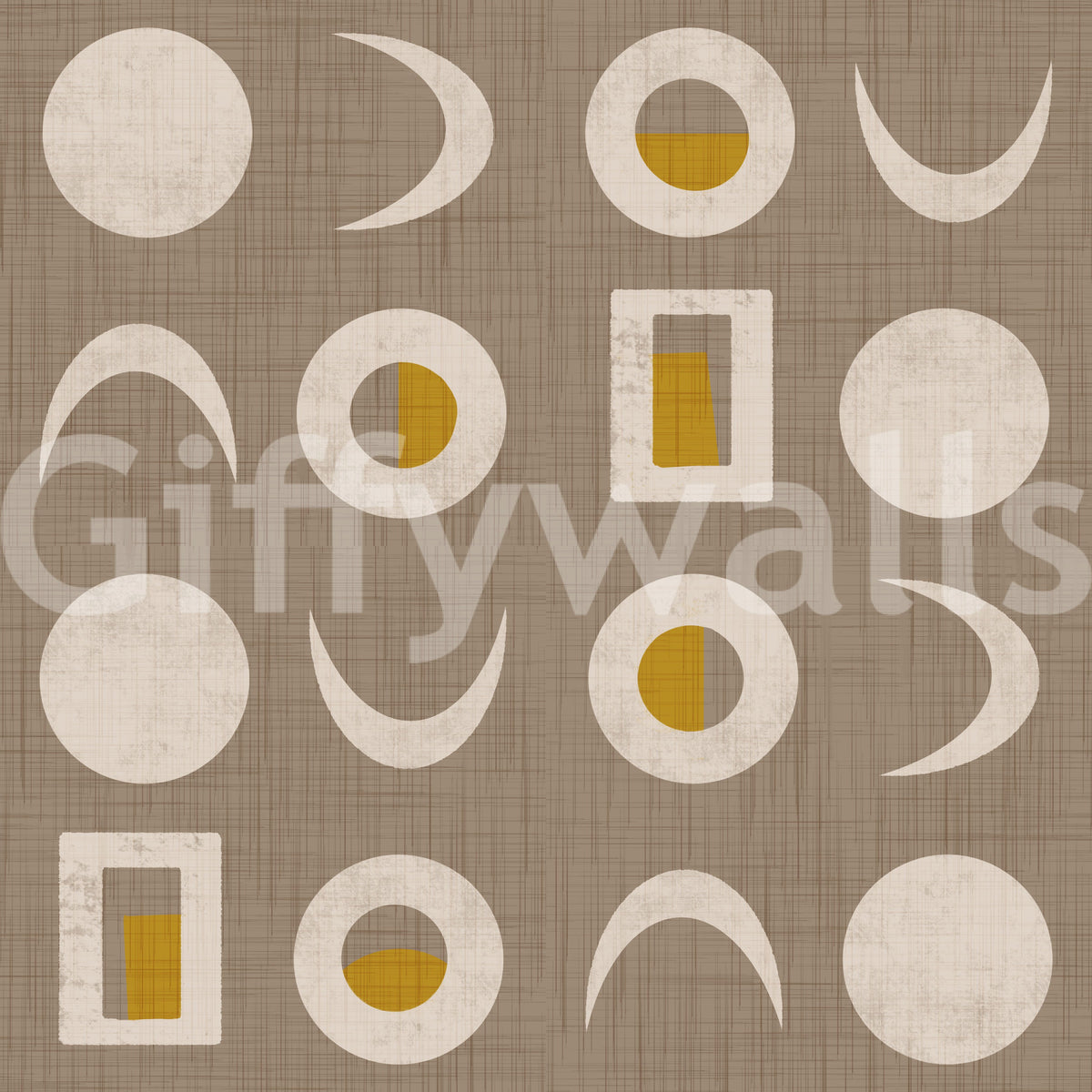 Warm Taupe Moon Phase Wallpaper Mid Century Wallpaper⁠