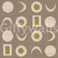 Warm Taupe Moon Phase Wallpaper Mid Century Wallpaper⁠