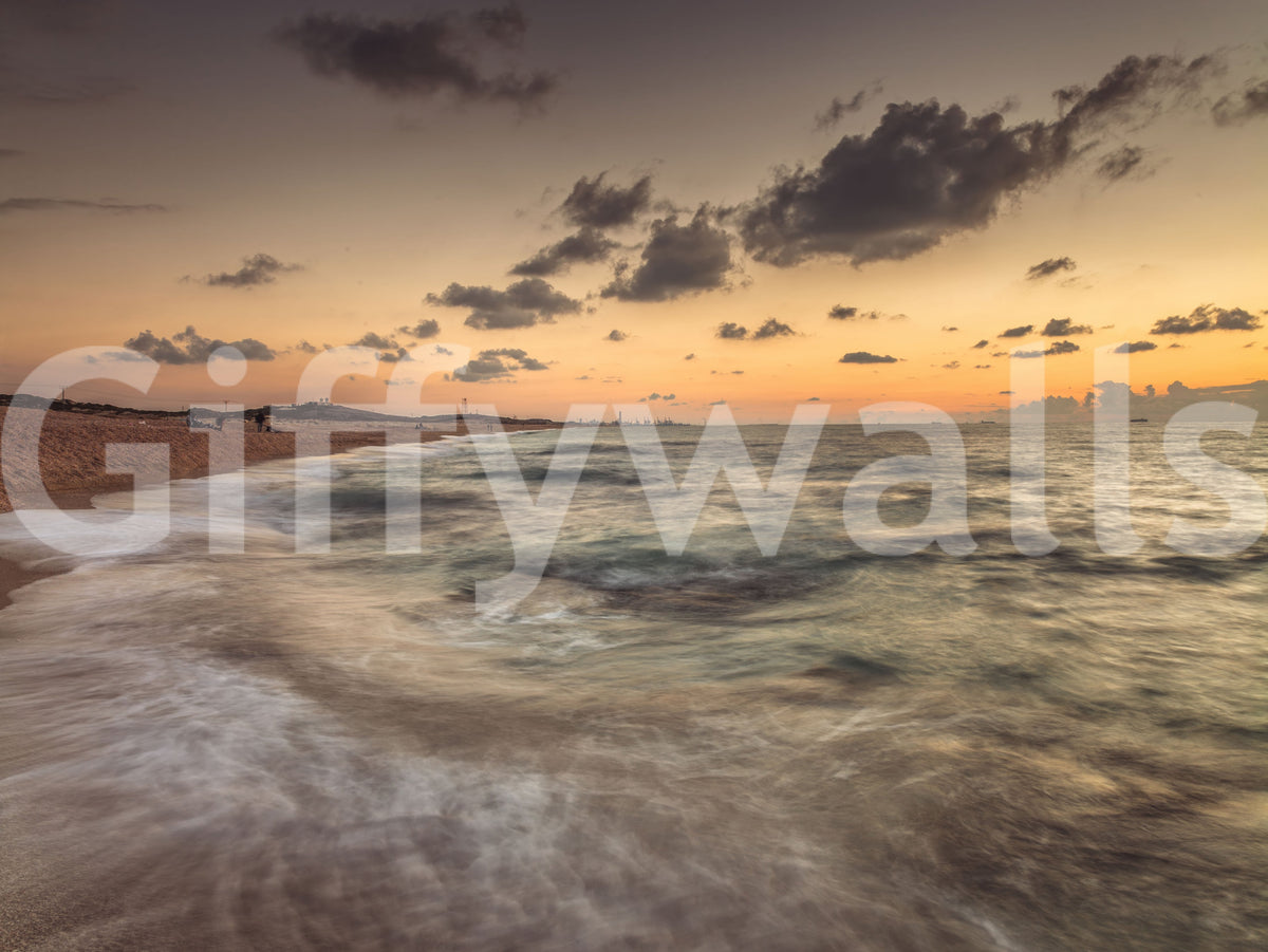 Amber Dusk Shoreline Wall Mural