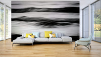 A graceful subtle pattern wall mural in cool, natural tones.

