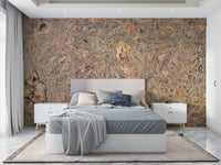 The mural covers a significant wall area, creating an immersive textural experience.
