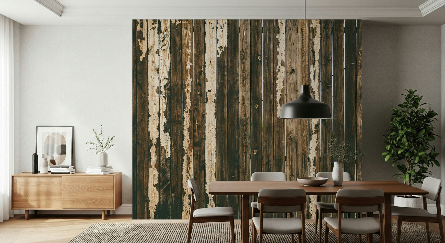 Wall mural showcasing weathered timber textures with subtle color variations for farmhouse or loft décor.