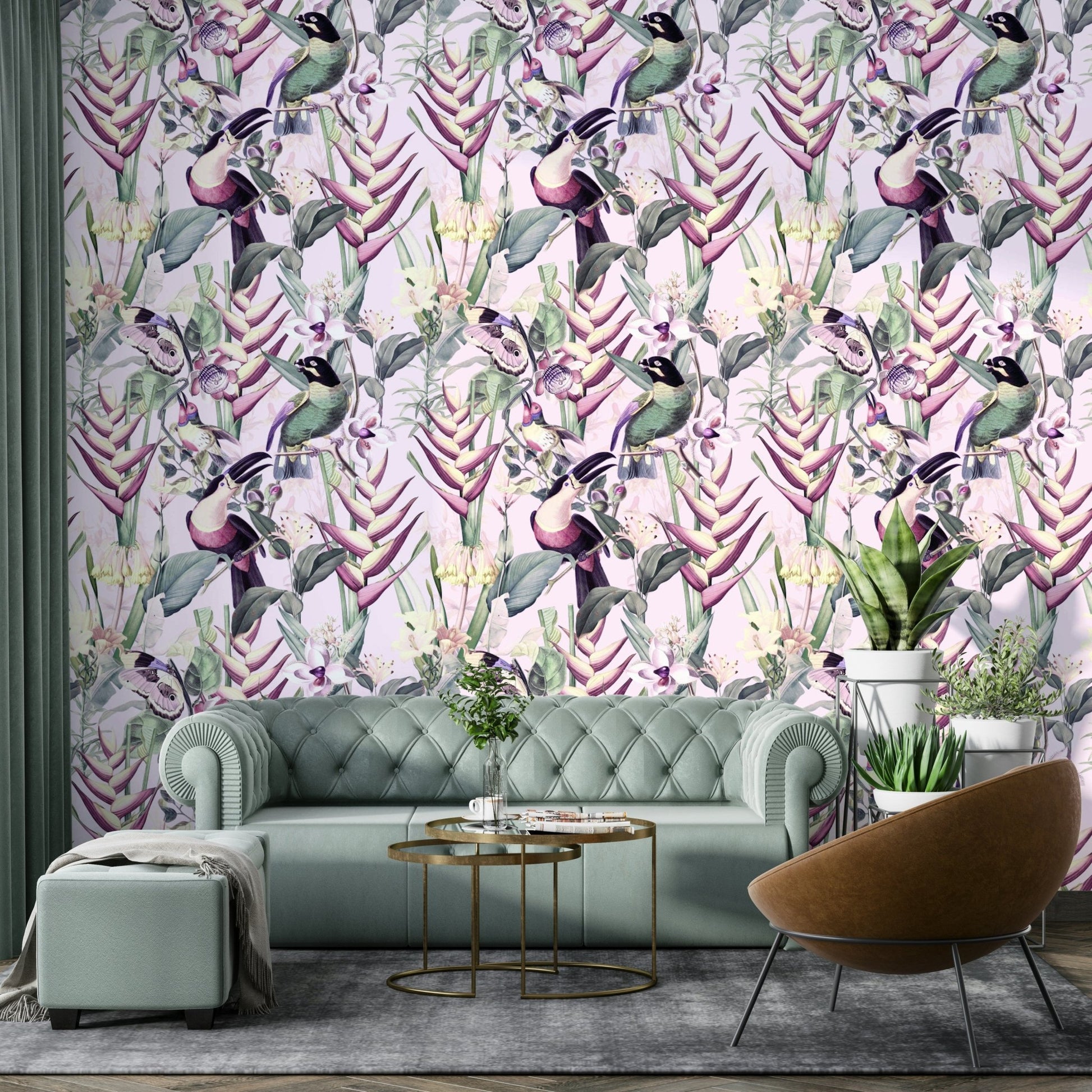 Lush green jungle wallpaper with rainforest flair

