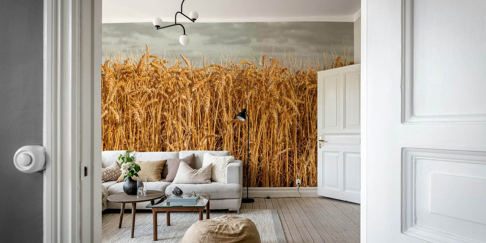 Rural farmland scene mural

