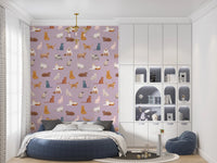 Whimsical Cat Parade Wallpaper⁠