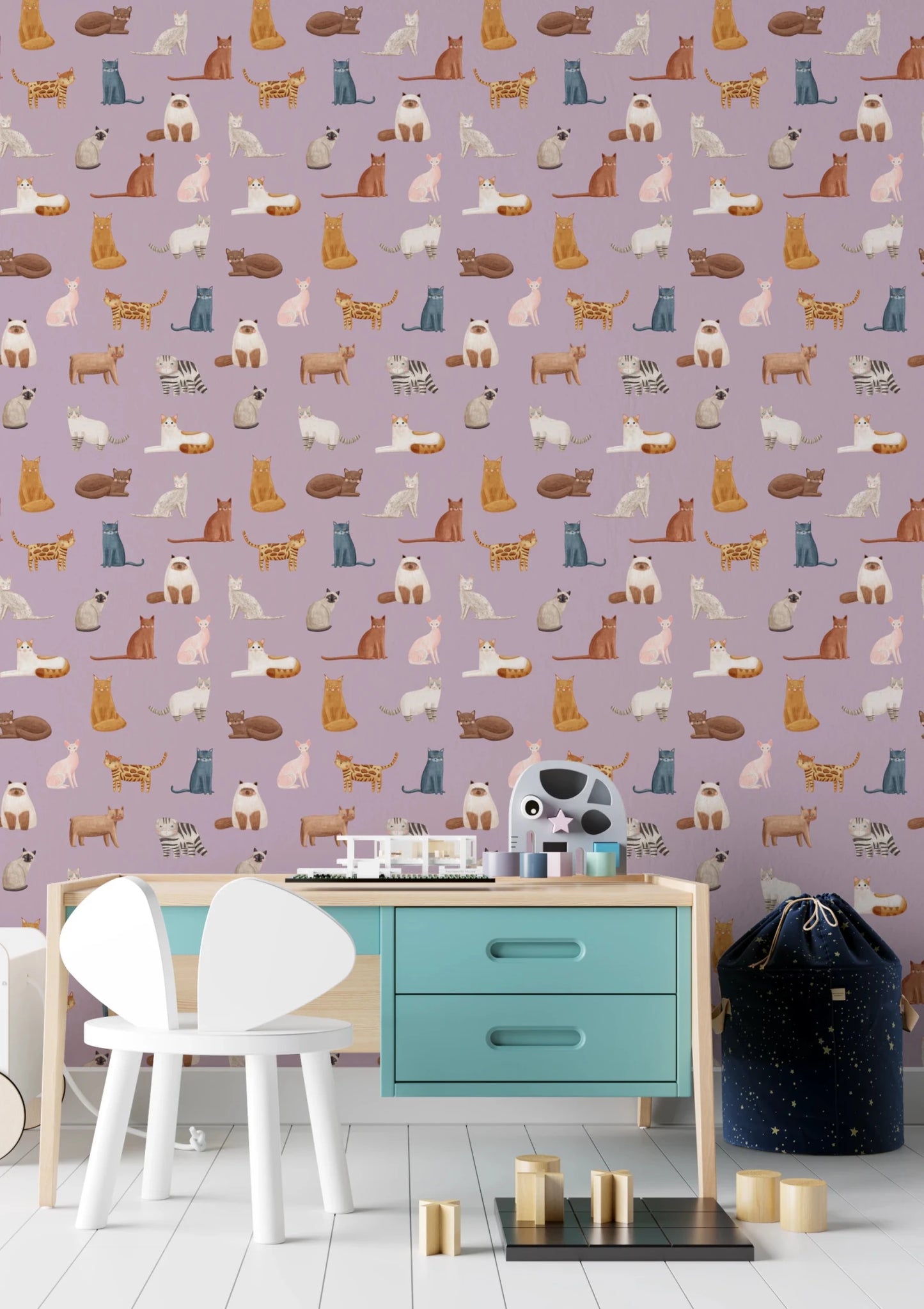 Whimsical Cat Parade Wallpaper⁠