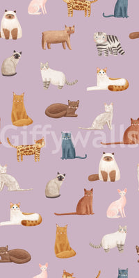 Whimsical Cat Parade Wallpaper⁠