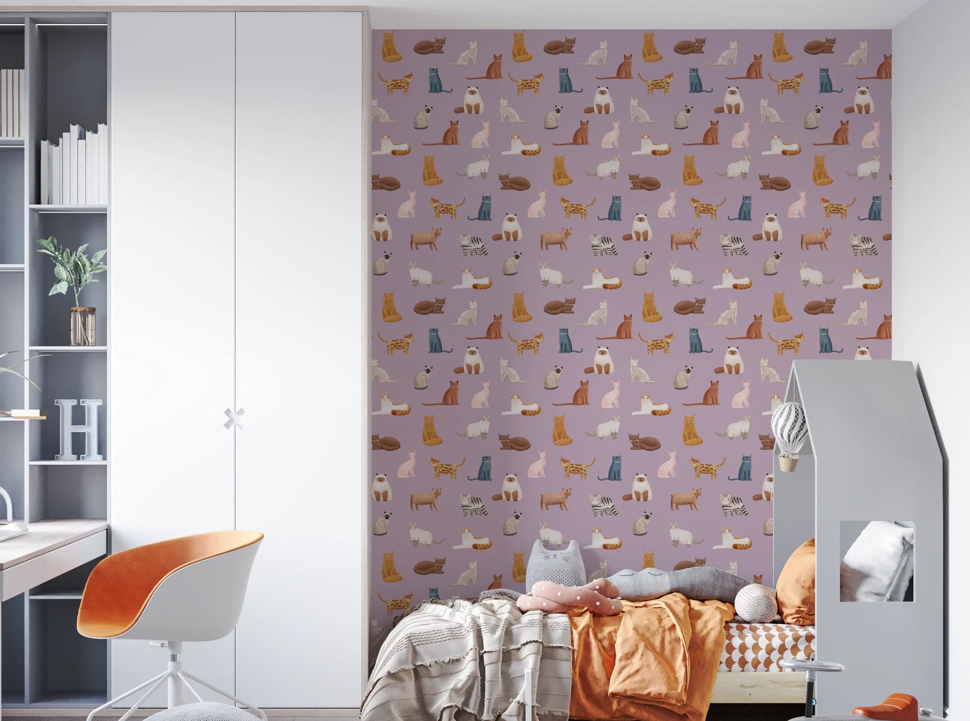 Whimsical Cat Parade Wallpaper⁠