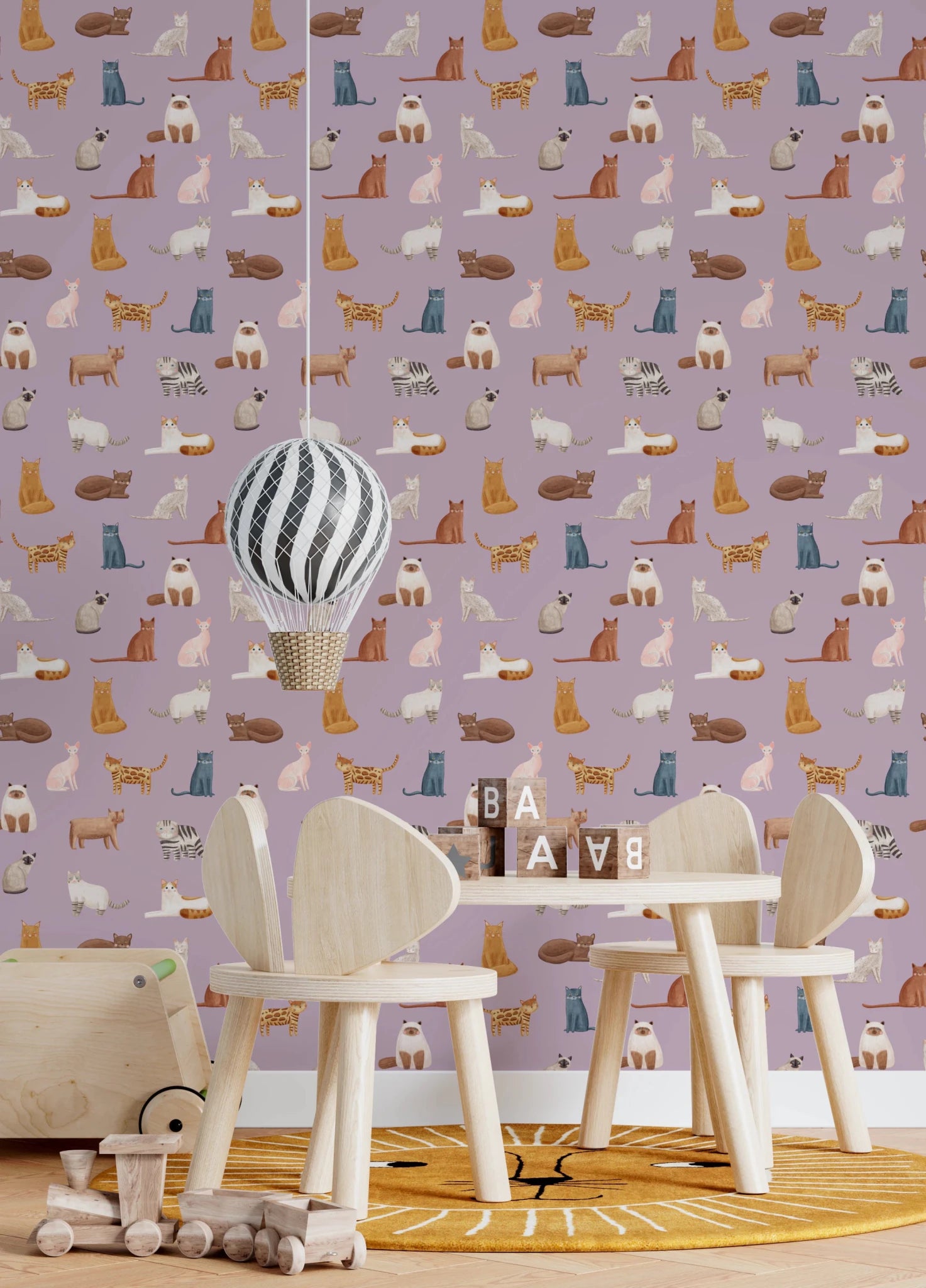 Whimsical Cat Parade Wallpaper⁠