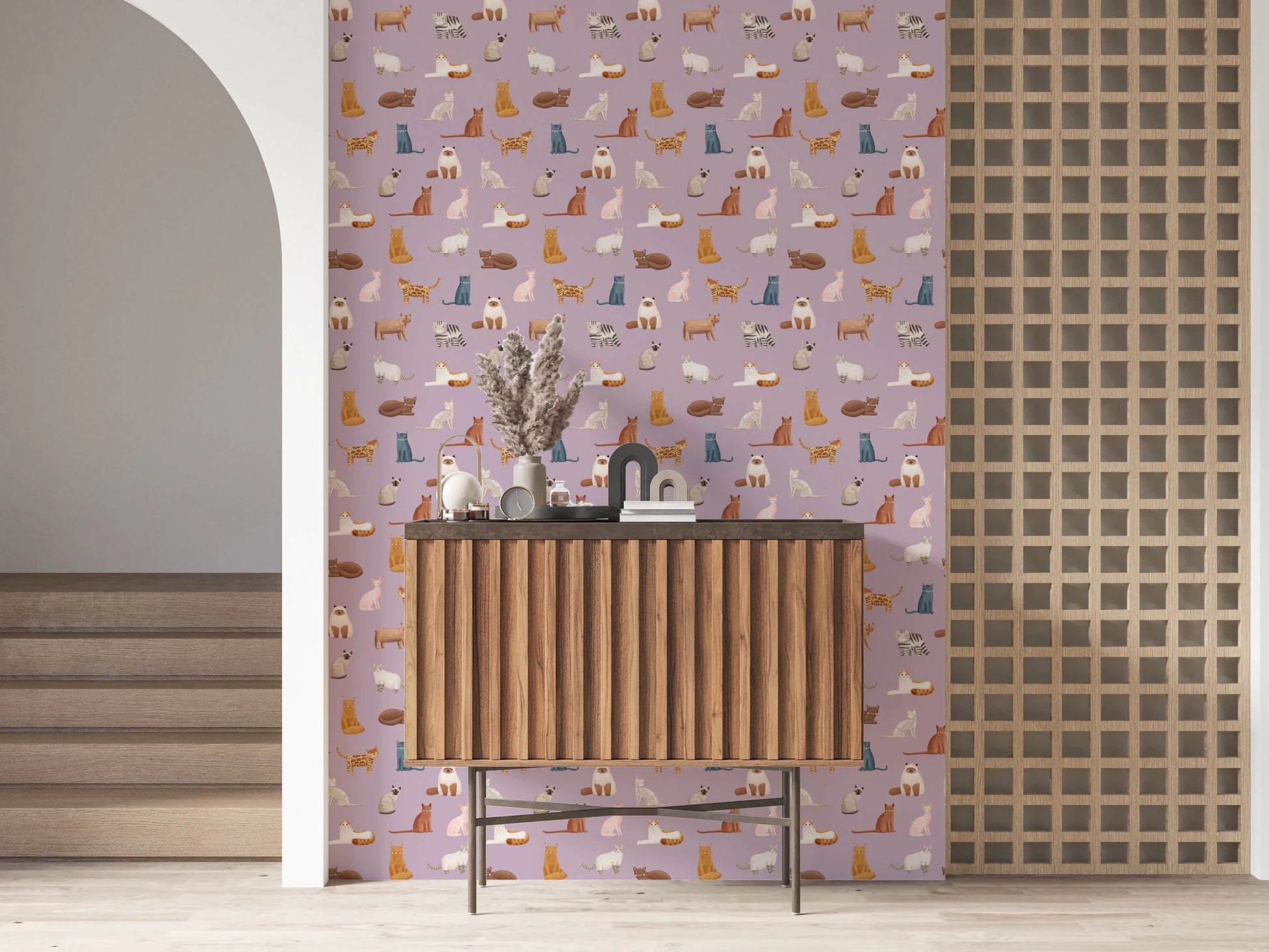 Whimsical Cat Parade Wallpaper⁠