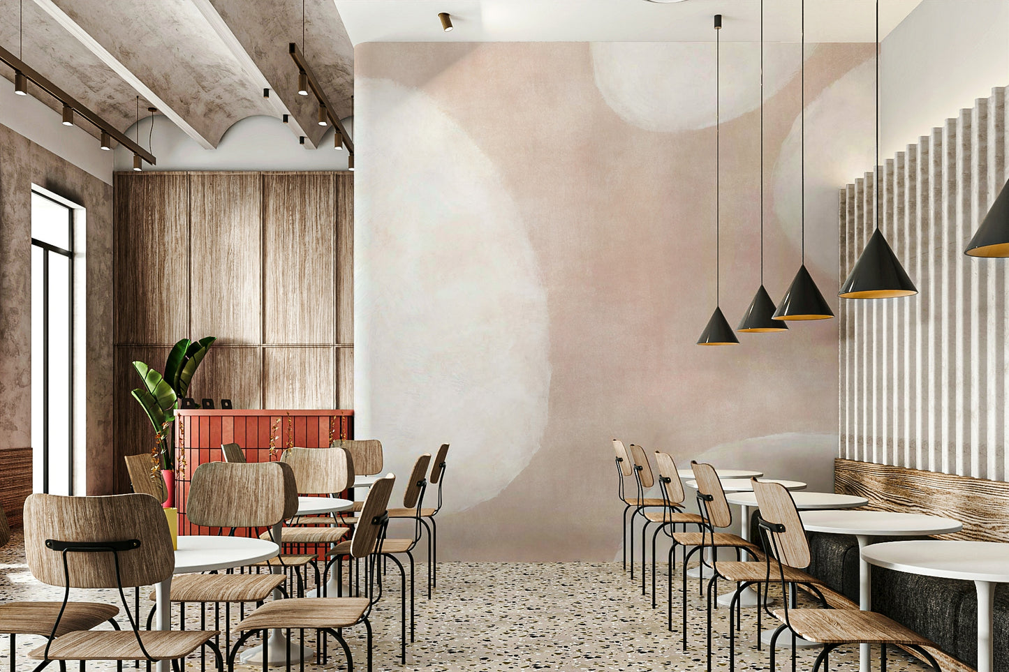 Airy cloudscape mural for interiors

