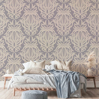 Vibrant floral tapestry wallpaper bringing nature indoors

