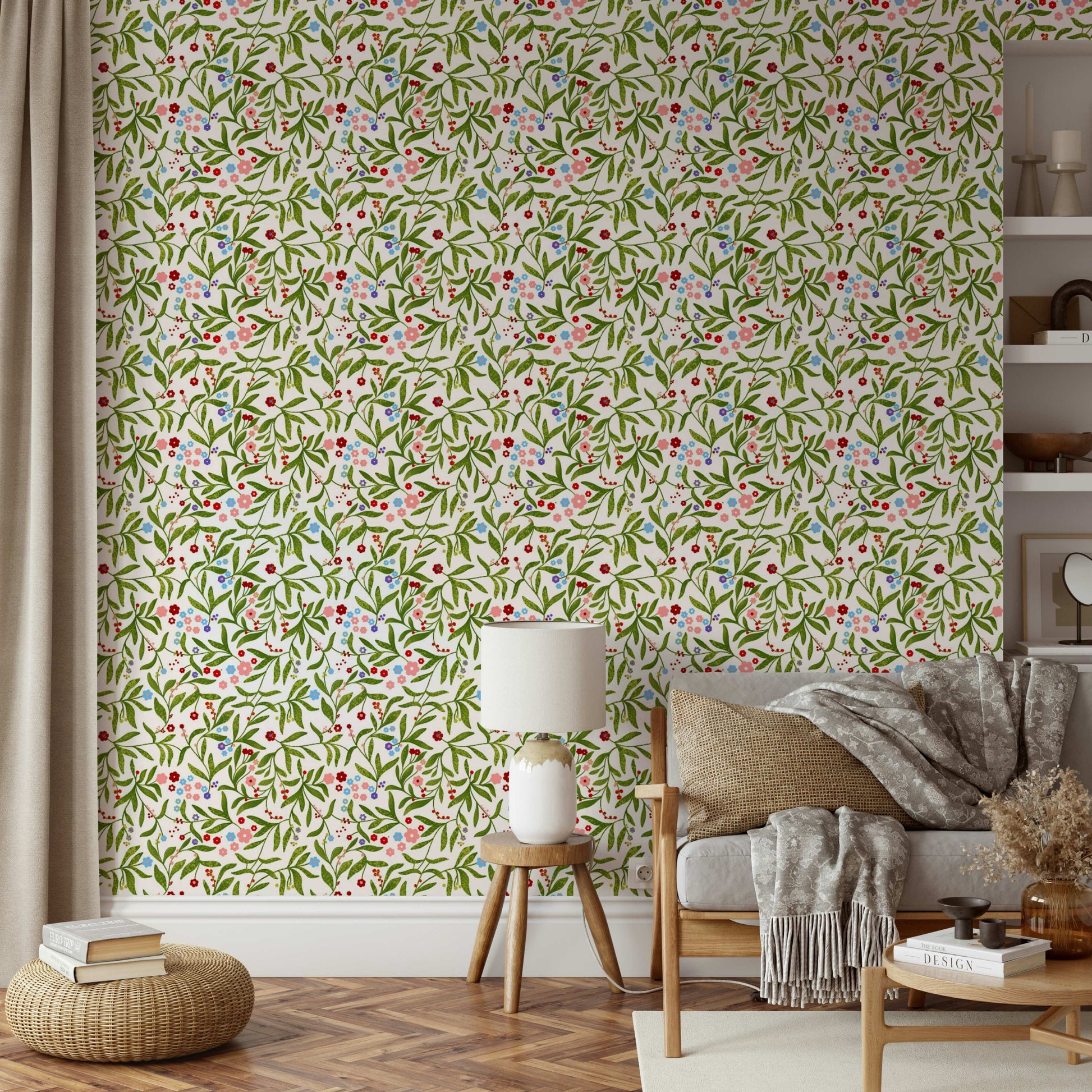 The wallpaper is used to create a feature wall in a children's room.