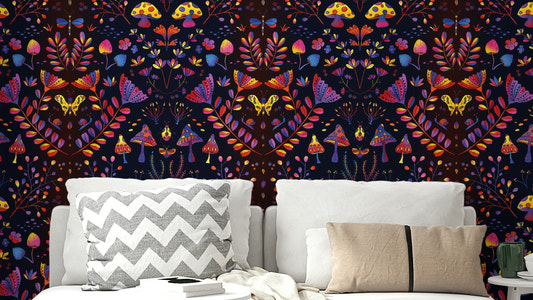 Soft floral wallpaper for kids’ or nursery walls


