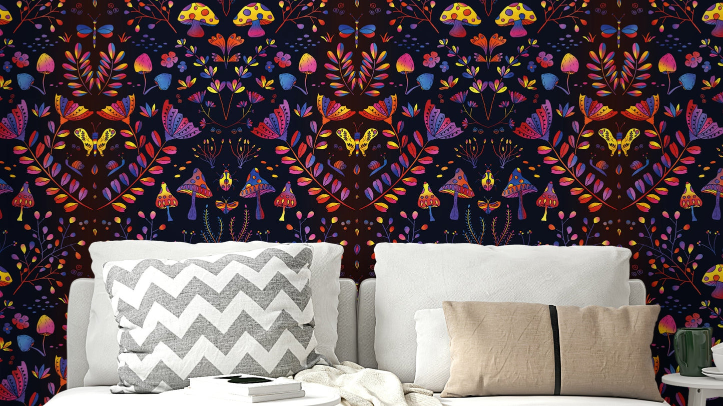 Soft floral wallpaper for kids’ or nursery walls

