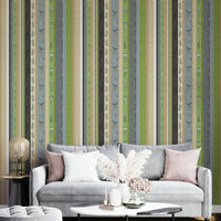 Whimsical Garden Stripes mural for a bedroom.

